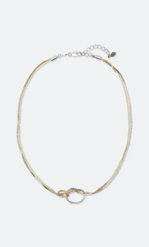 DUAL CHAIN KNOT NECKLACE - GOLD/SILVER