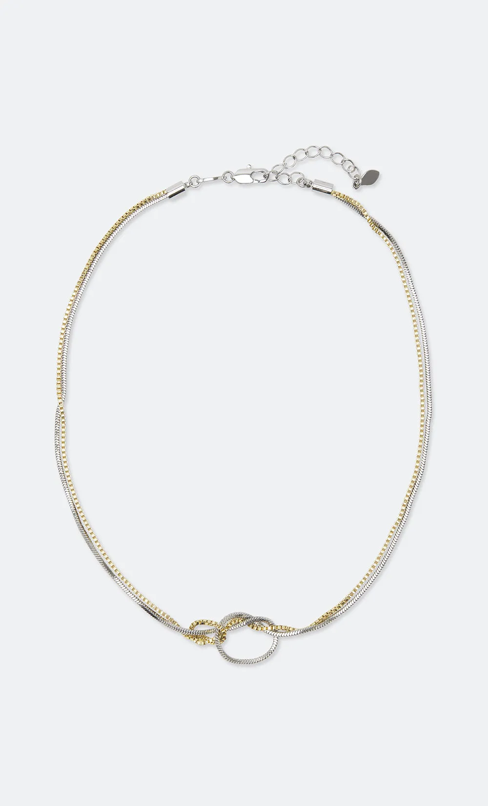 DUAL CHAIN KNOT NECKLACE - GOLD/SILVER