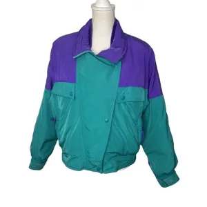 Eddie Bauer Womens Vintage Winter Jacket Goose Down Color Block Zip Size Medium