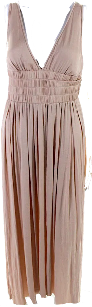 Elizabeth and James  New York Beige V Neck Satin Sleeveless Maxi Dress