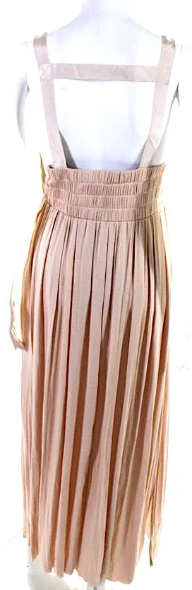 Elizabeth and James  New York Beige V Neck Satin Sleeveless Maxi Dress