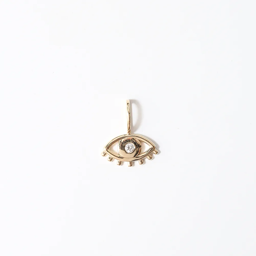 EVIL EYE CHARM | 14K GOLD & WHITE DIAMOND
