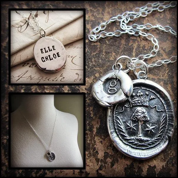 Family Tree Personalized Keepsake Wax Seal Necklace