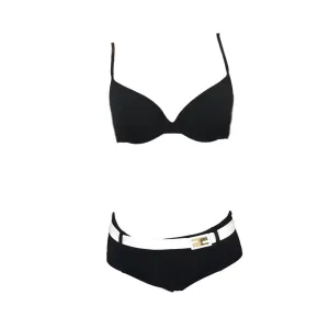 Fendi Black Two Tone Logo Bikini