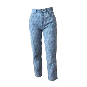 Fendi Light Blue Zucca Pants