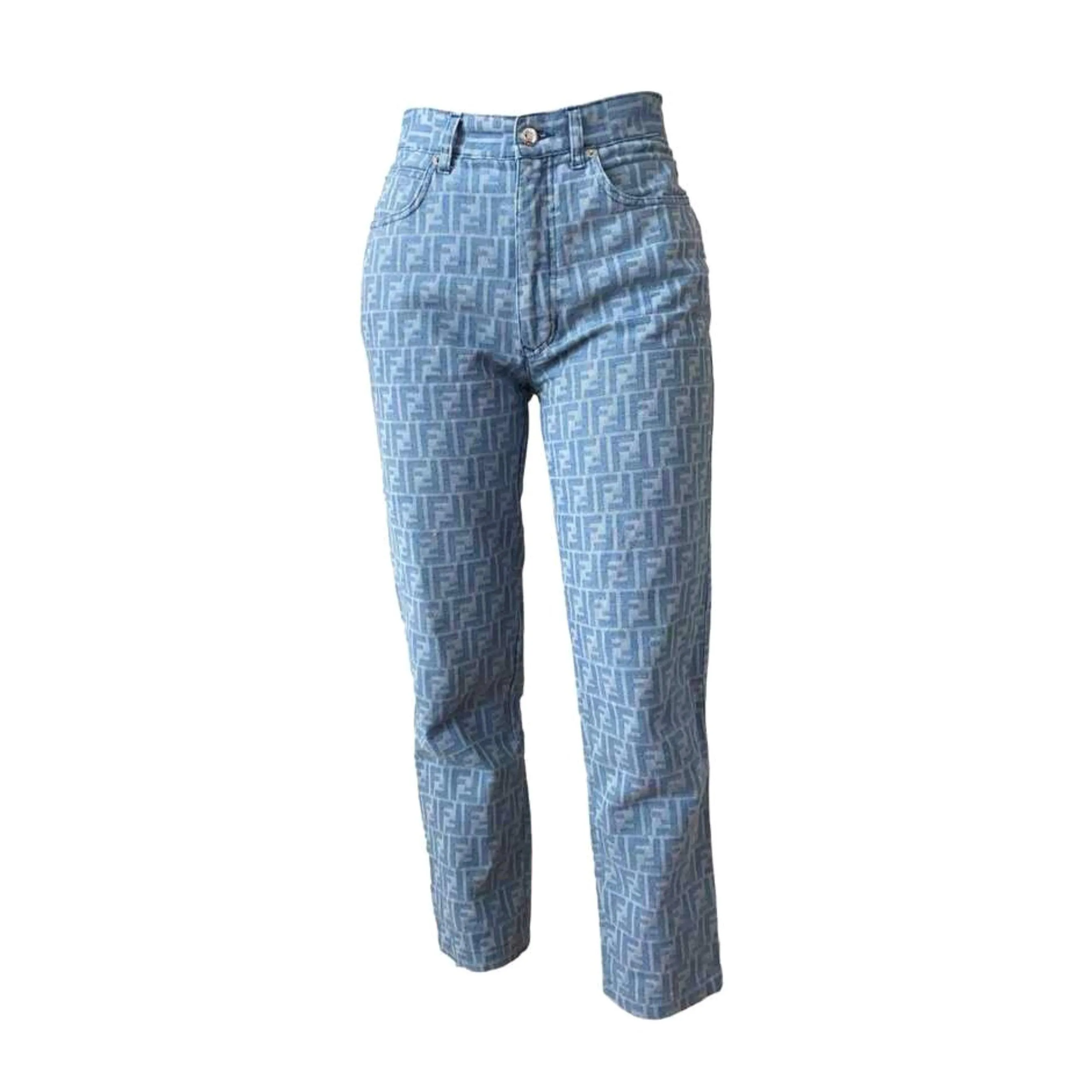Fendi Light Blue Zucca Pants