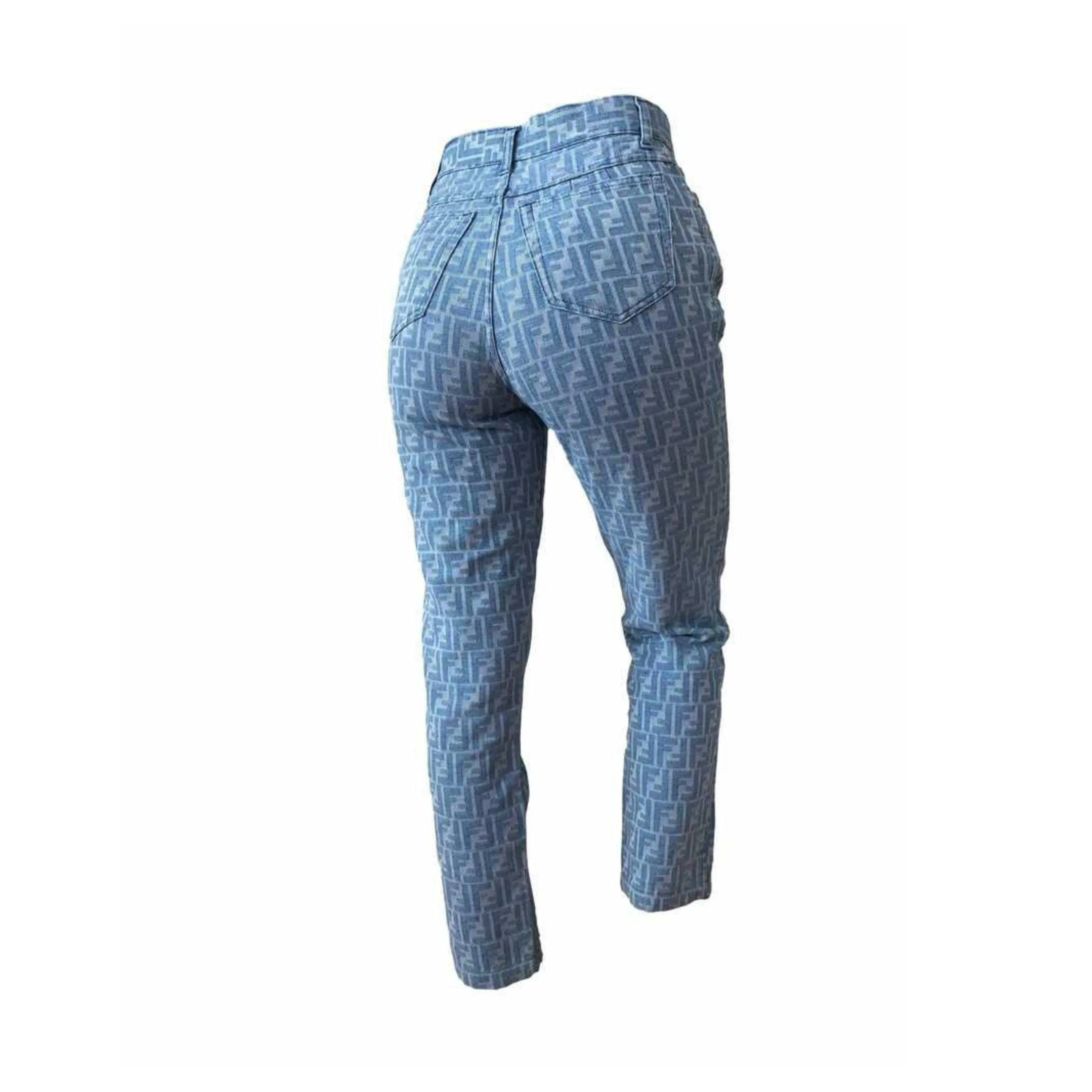 Fendi Light Blue Zucca Pants