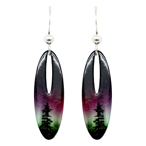 Forest of Lights Slender Open Oval Earrings #2118