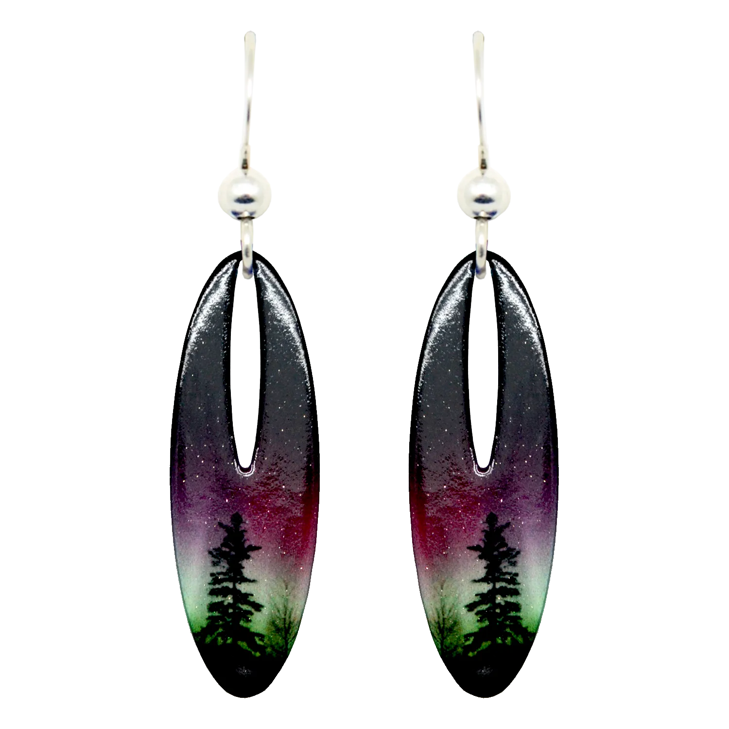 Forest of Lights Slender Open Oval Earrings #2118