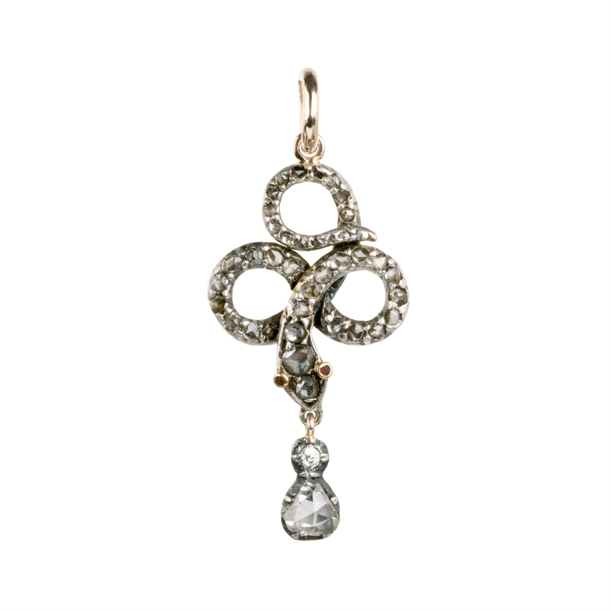 Georgian Era diminutive Rose Cut Diamond Snake Pendant
