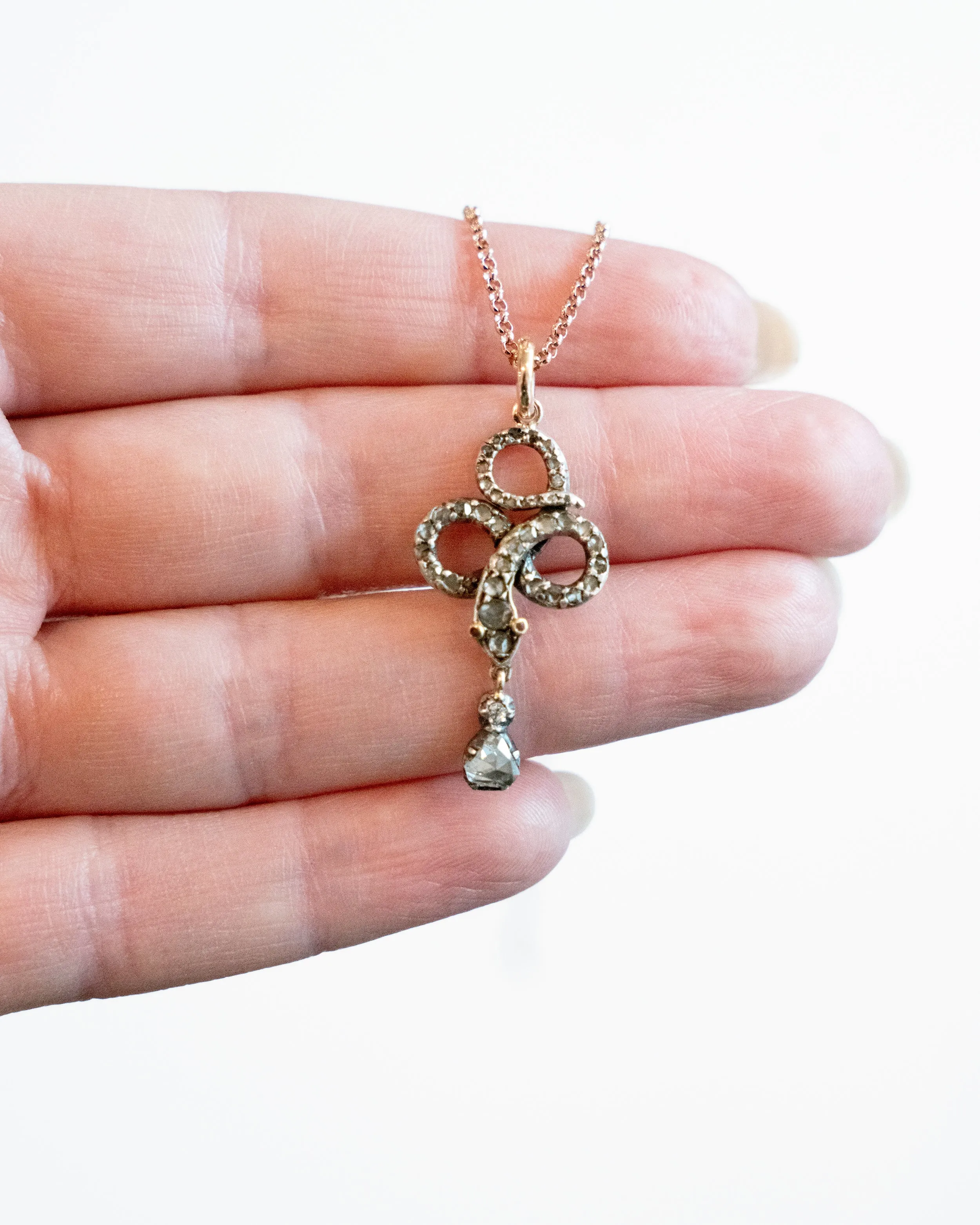 Georgian Era diminutive Rose Cut Diamond Snake Pendant