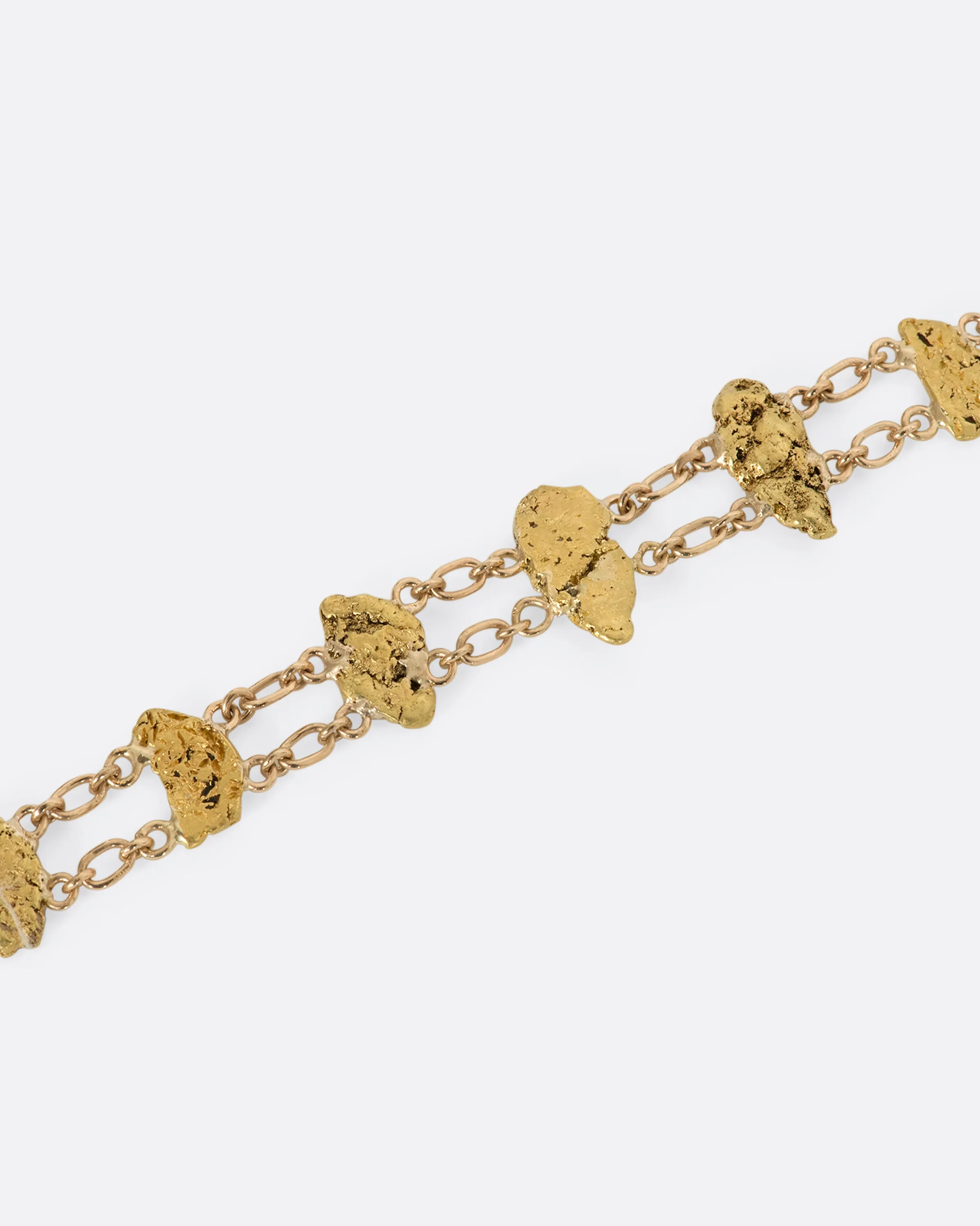 Gold Nugget Double Cable Chain Bracelet
