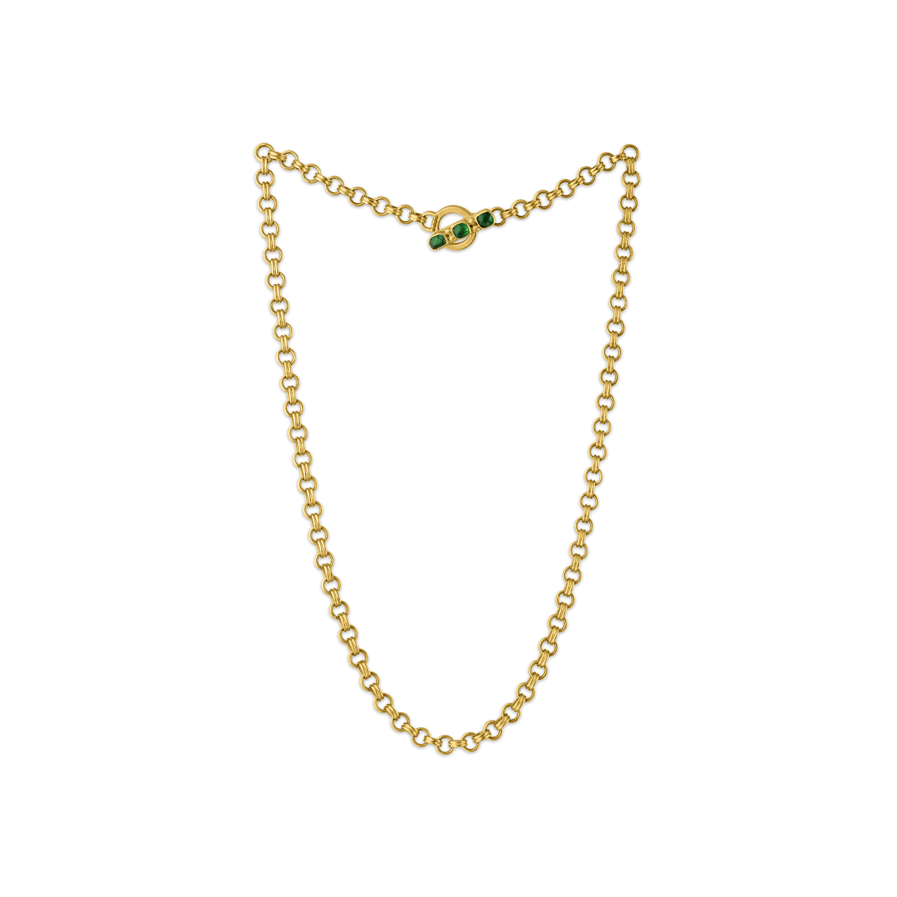 Green Tourmaline Double Link Chain