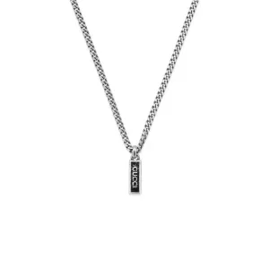 Gucci Silver & Black Enamel Tag Pendant