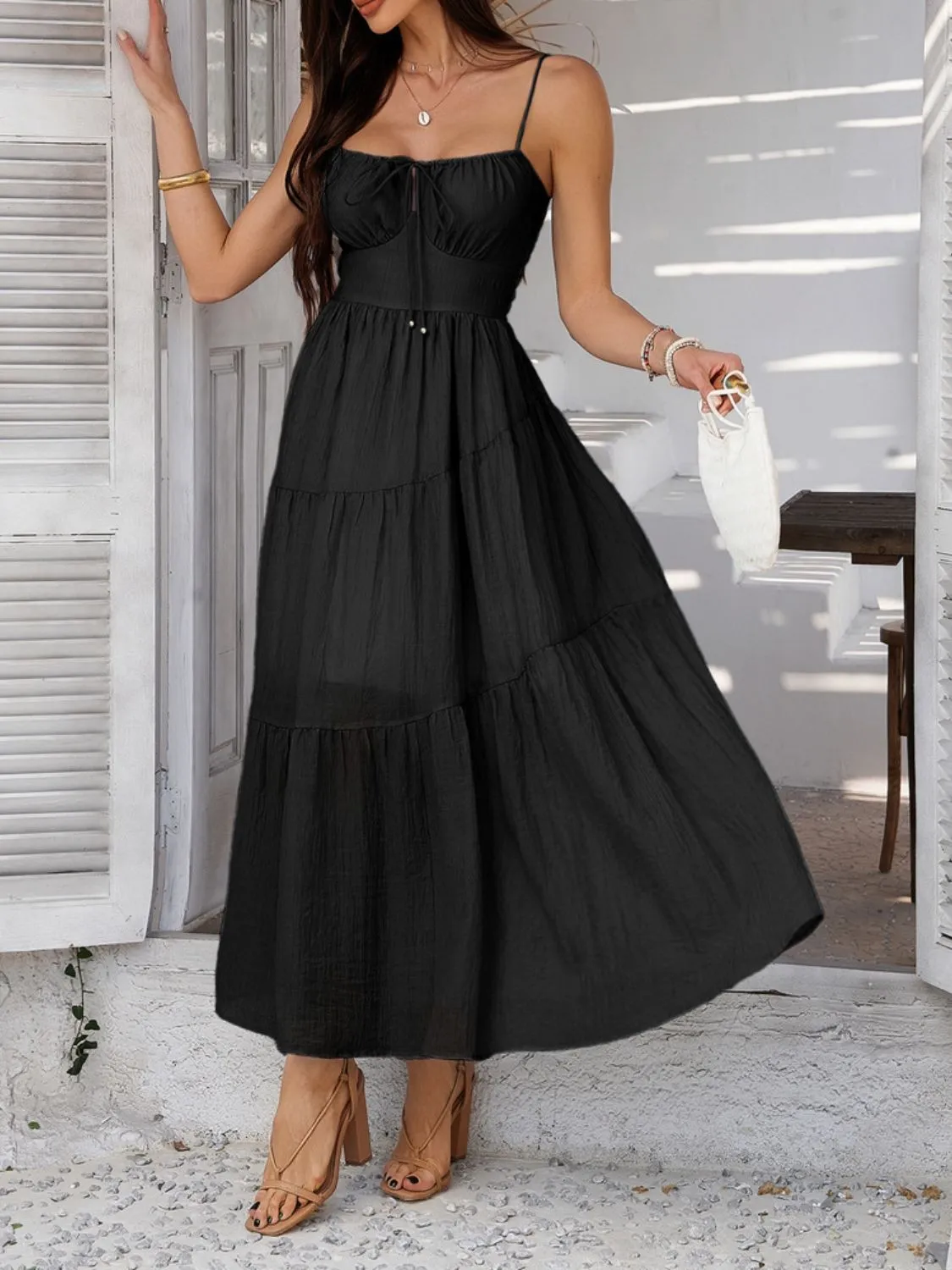 Hazel Blues® |  Devine Smocked Tiered Maxi Cami Dress