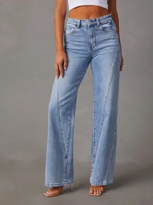 Hazel Blues® |  High Waist Straight Jeans with Pockets