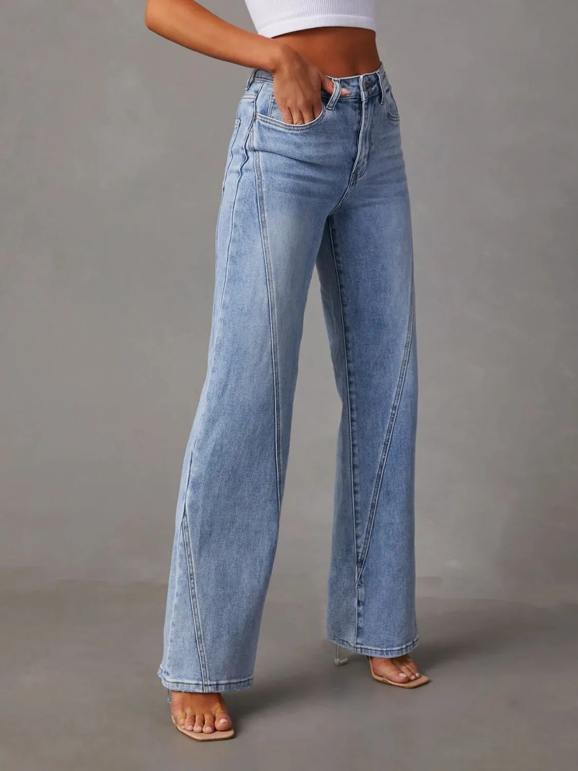 Hazel Blues® |  High Waist Straight Jeans with Pockets