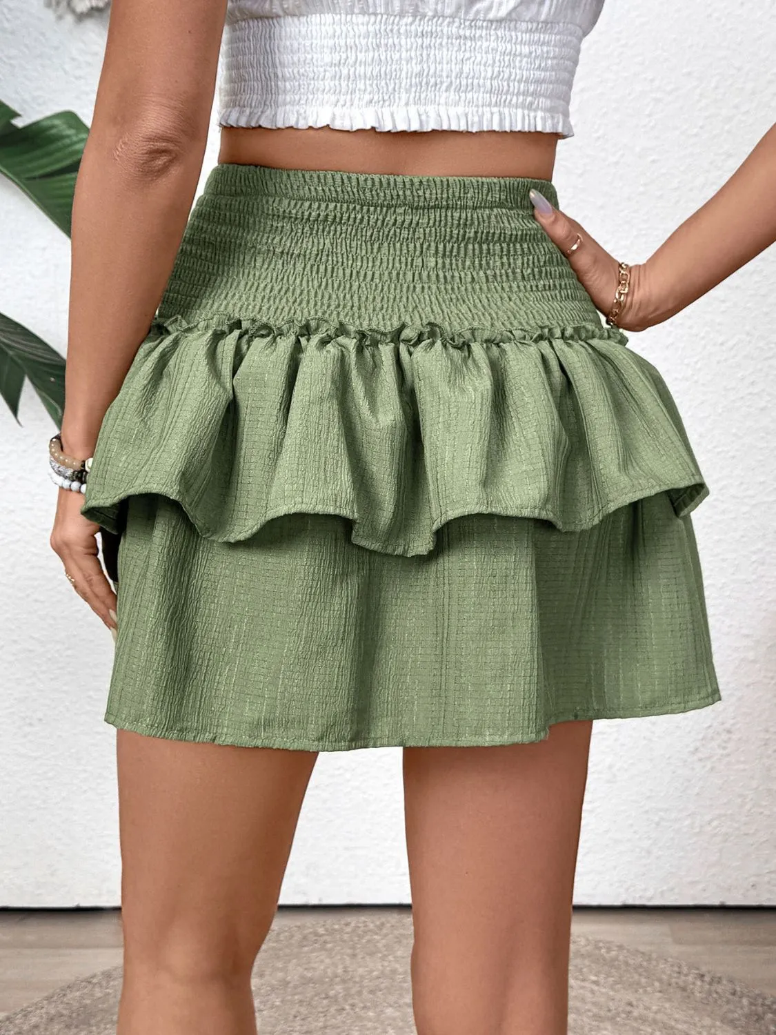 Hazel Blues® |  Perfee Layered Smocked Mini Skirt