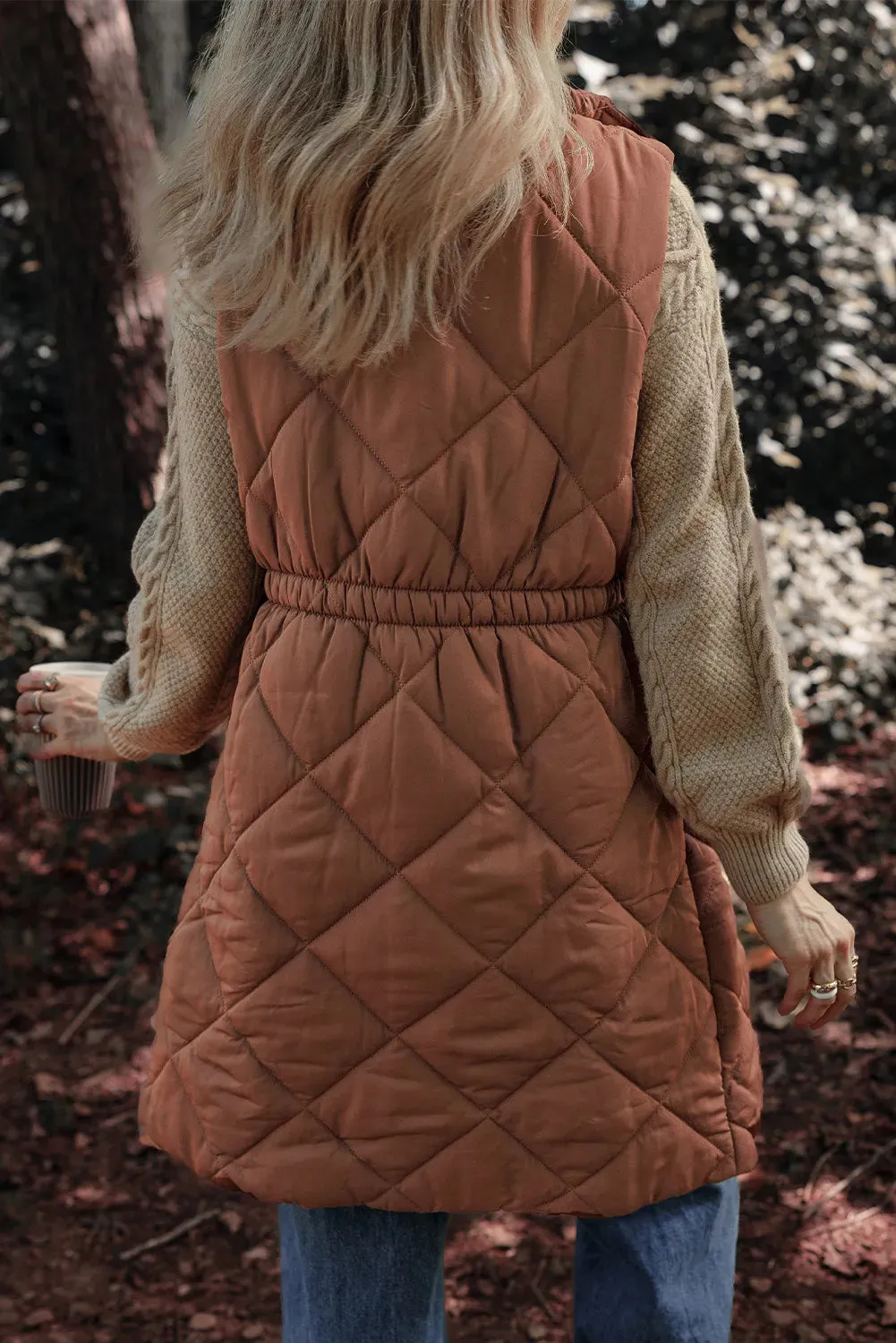 Hazel Blues® |  Pocketed Zipper and Button Vest Coat