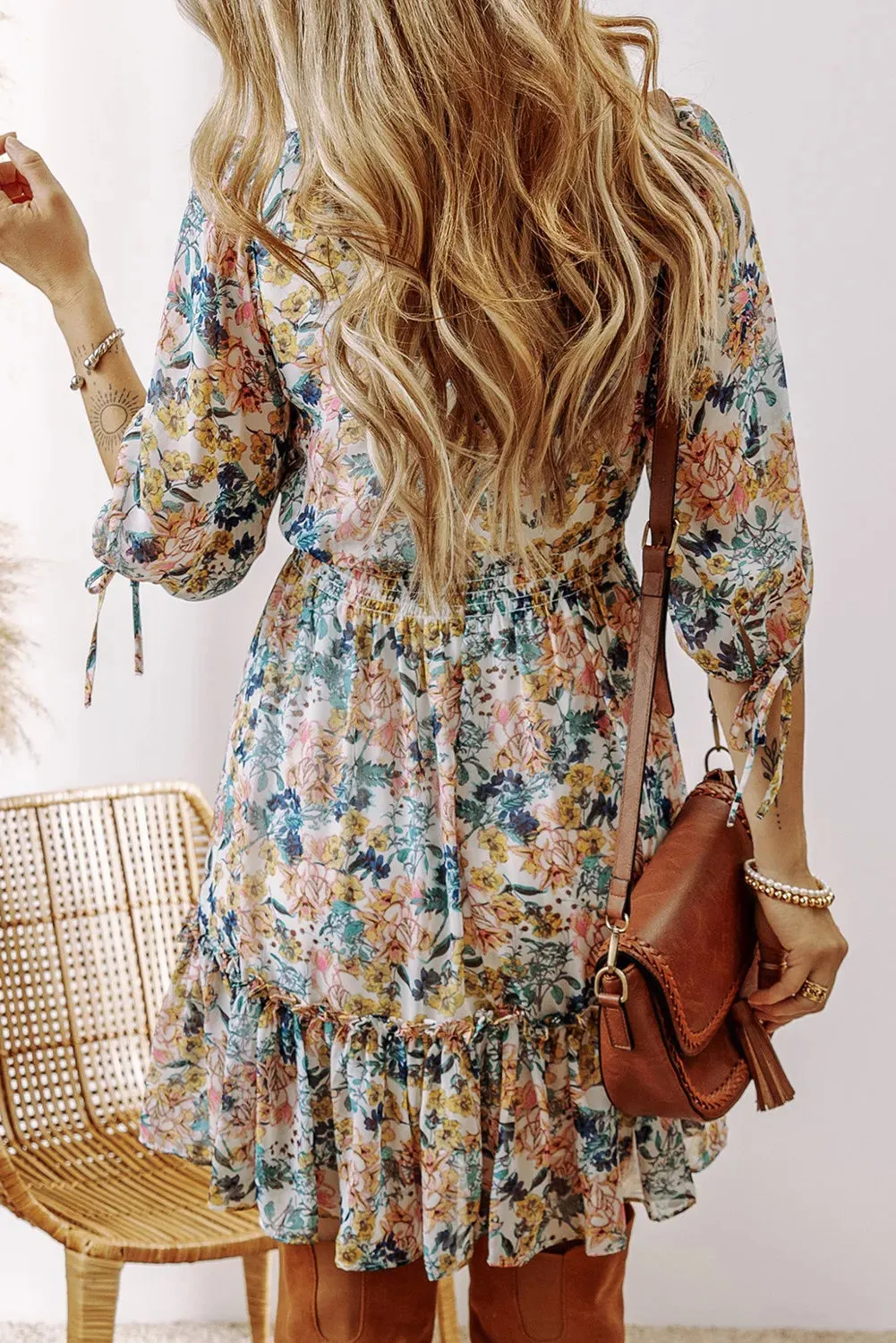 Hazel Blues® |  Printed V-Neck Half Sleeve Dress
