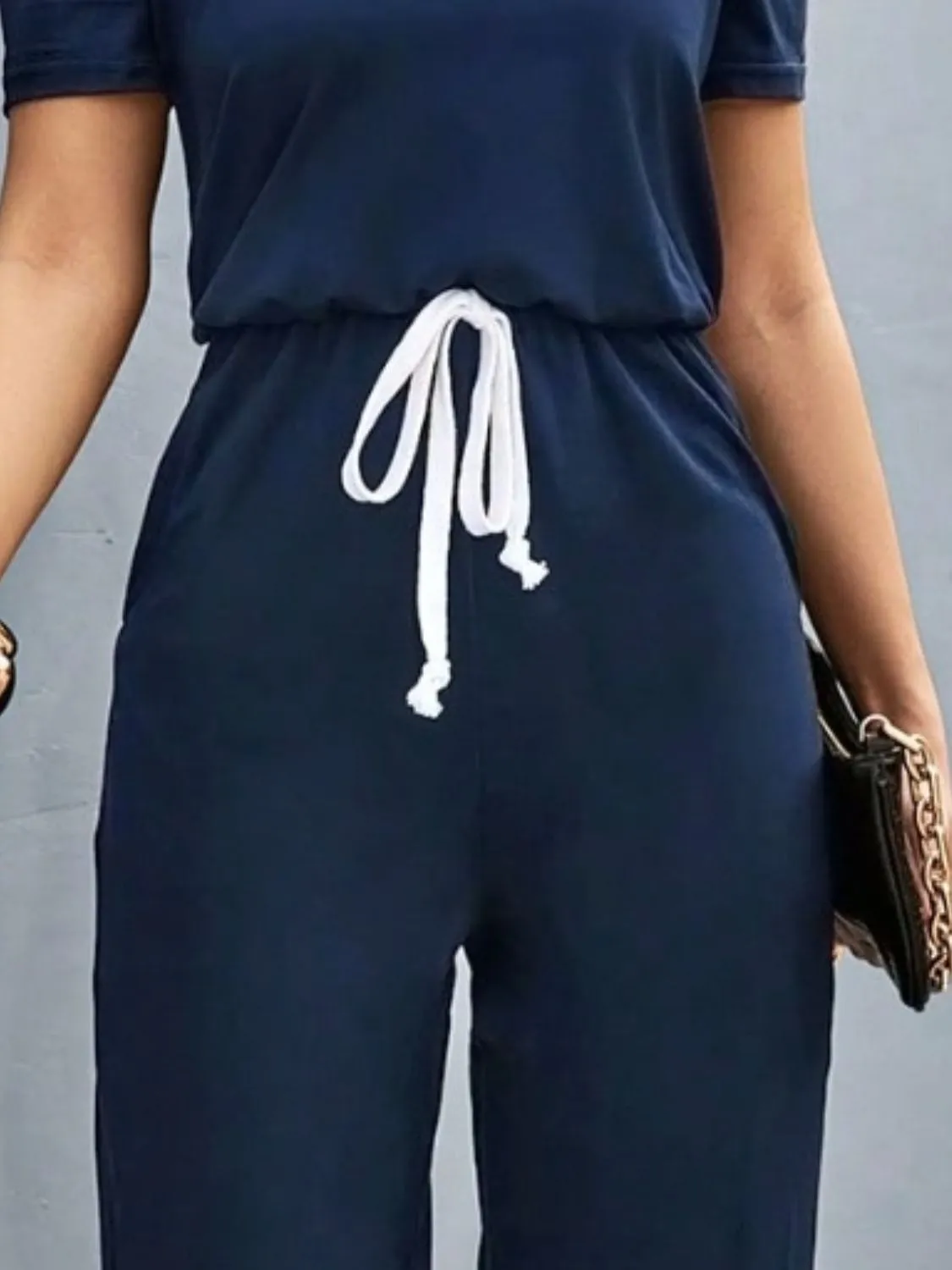 Hazel Blues® |  Round Neck Short Sleeve Jumpsuit