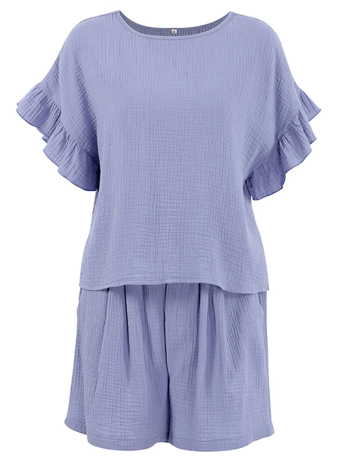 Hazel Blues® |  Ruffled Round Neck Top and Shorts Set