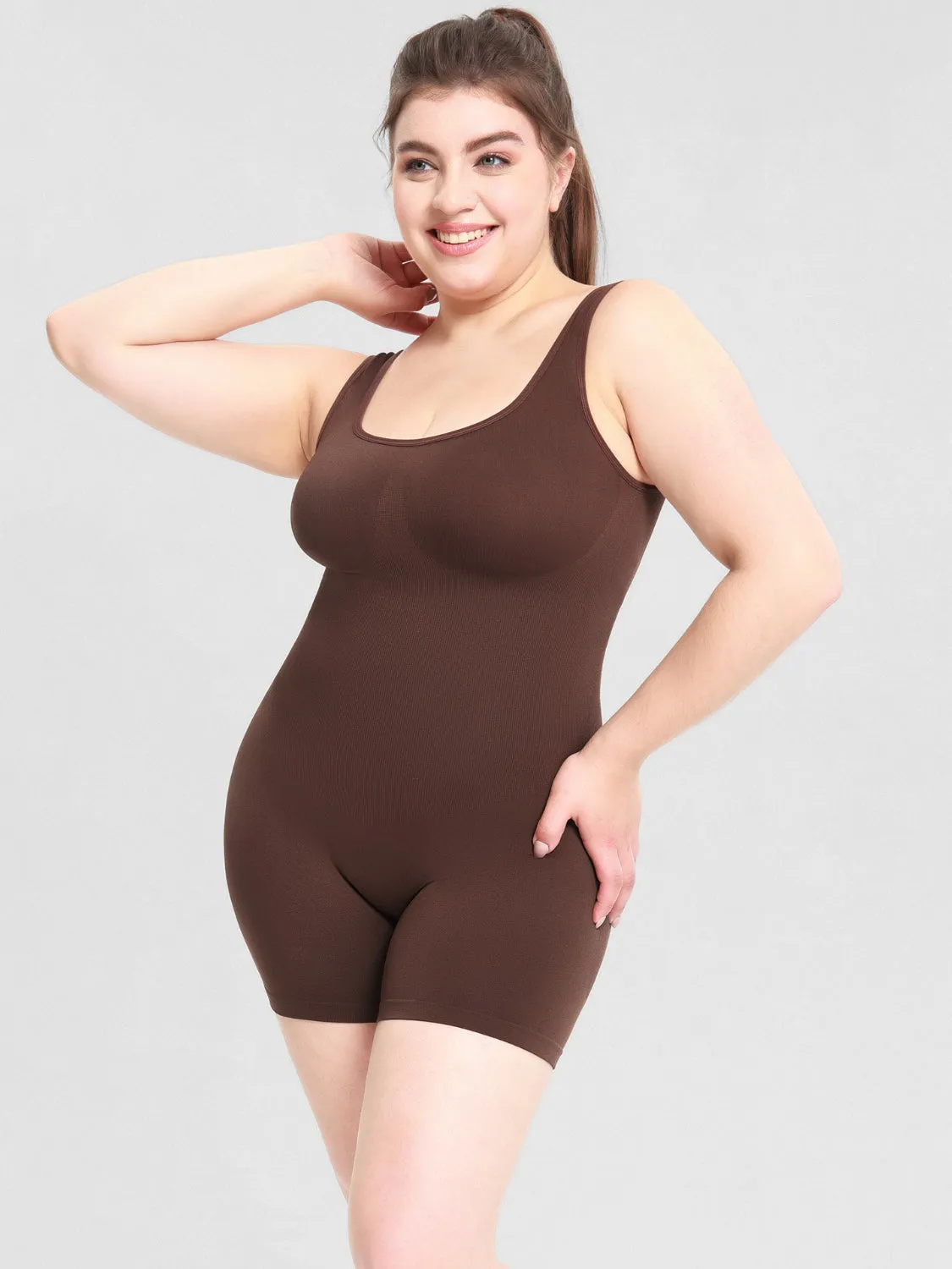 Hazel Blues® |  Scoop Neck Wide Strap Shaping Romper