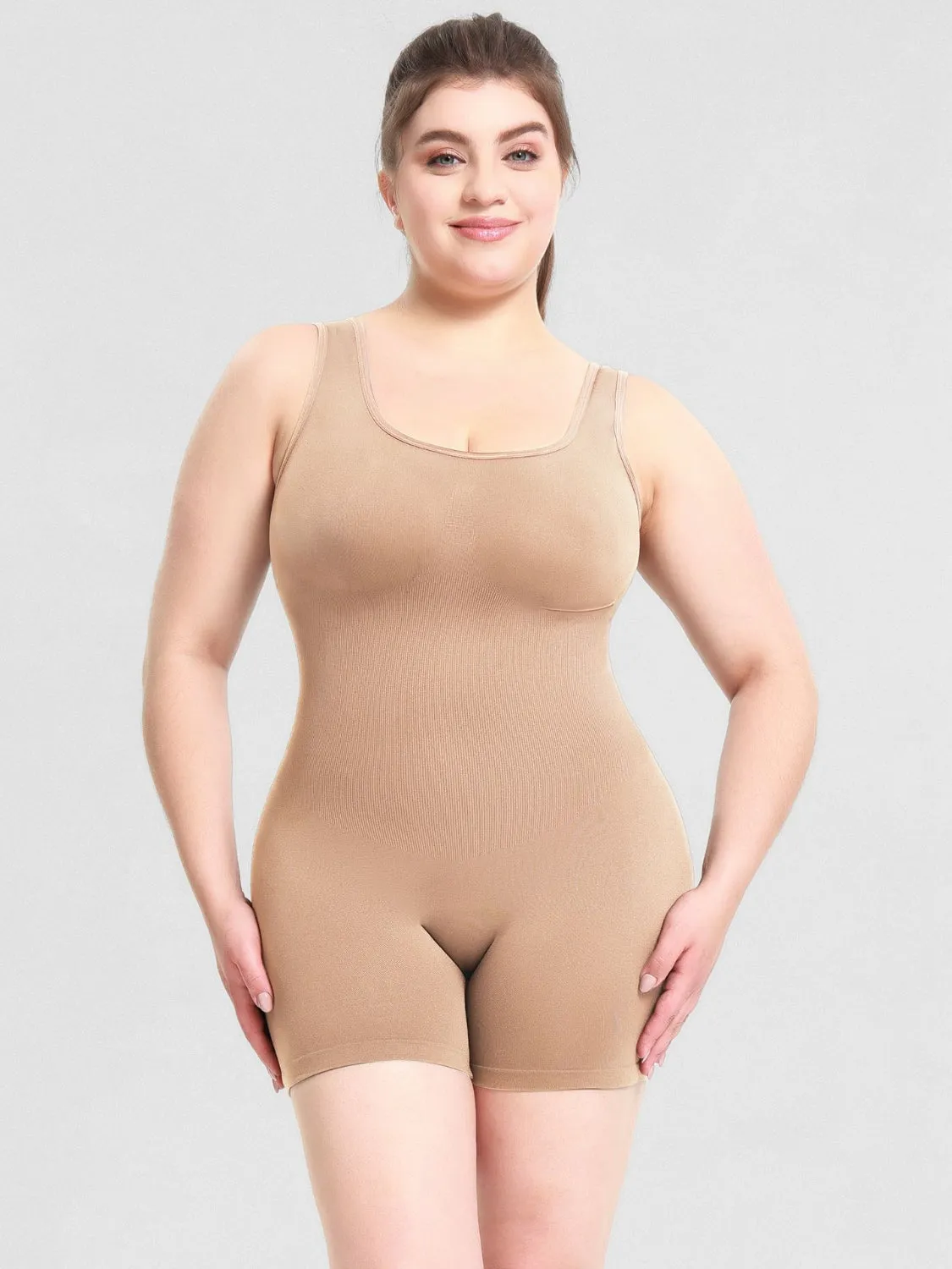 Hazel Blues® |  Scoop Neck Wide Strap Shaping Romper
