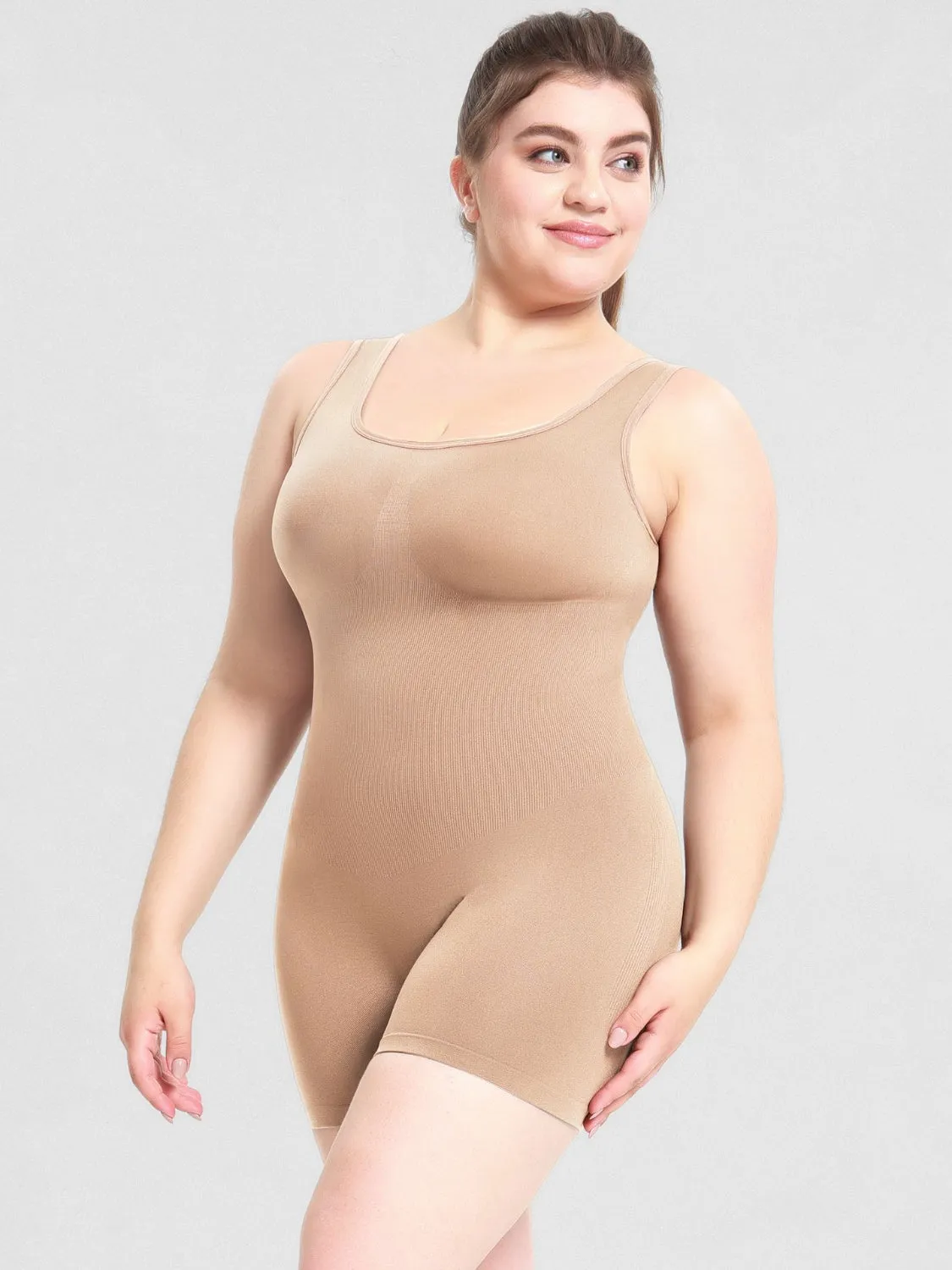 Hazel Blues® |  Scoop Neck Wide Strap Shaping Romper