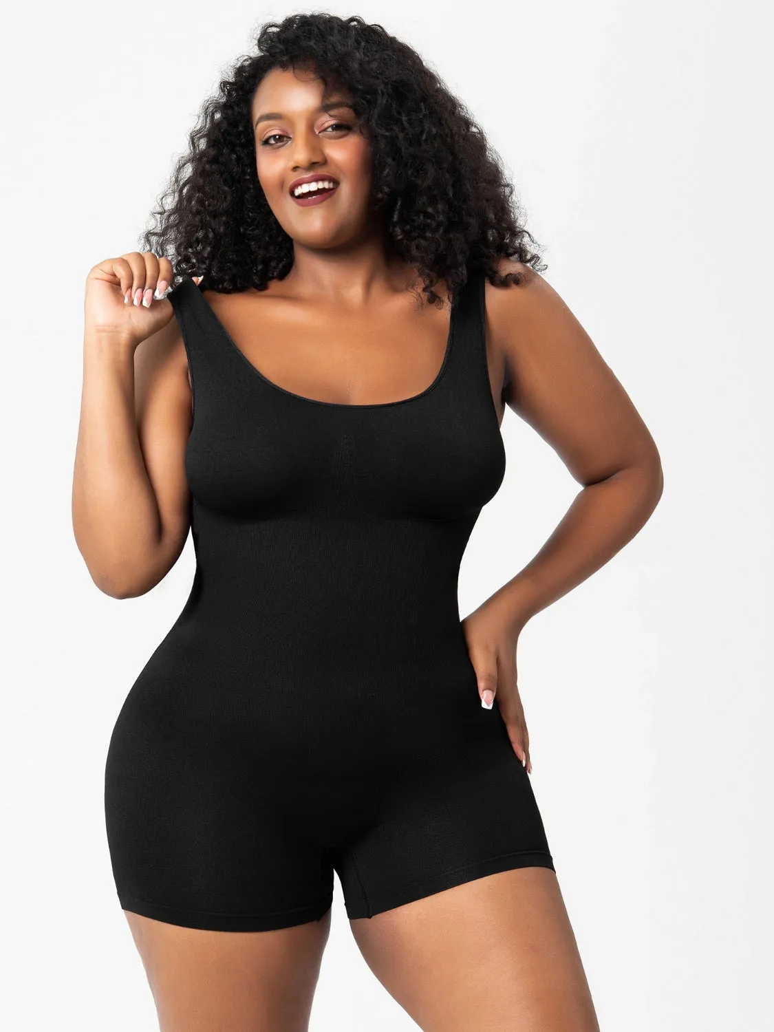 Hazel Blues® |  Scoop Neck Wide Strap Shaping Romper