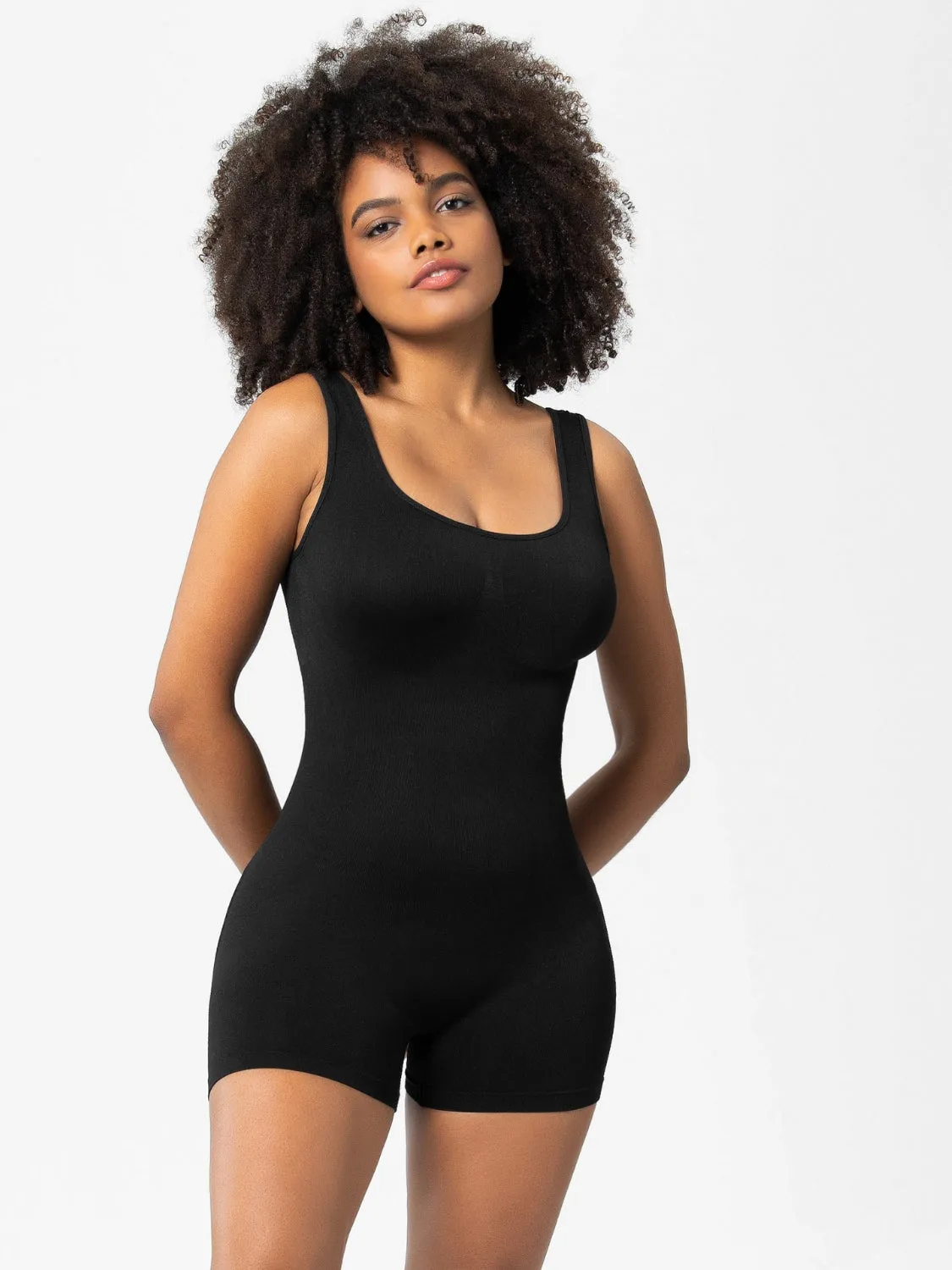 Hazel Blues® |  Scoop Neck Wide Strap Shaping Romper