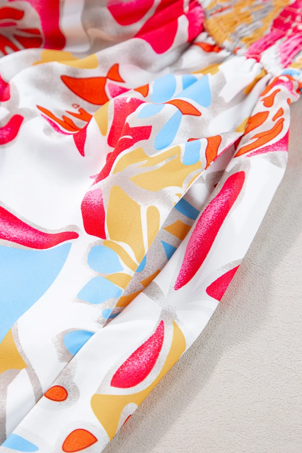 Hazel Blues® |  Smocked Printed Half Sleeve Midi Dress