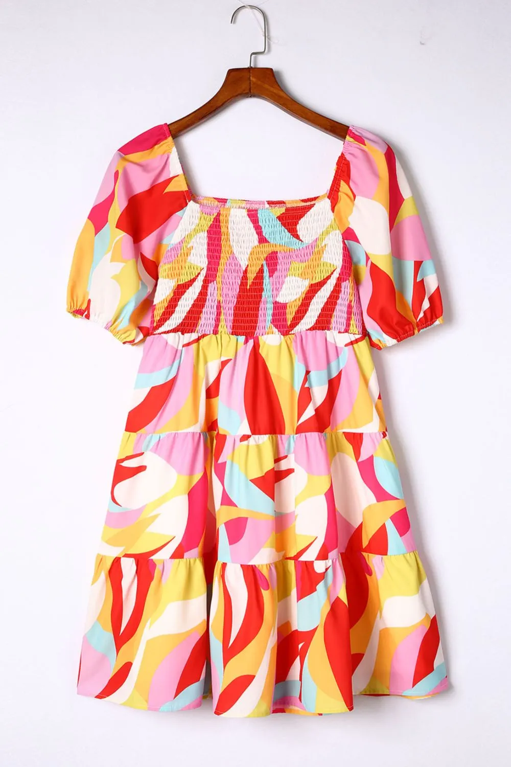 Hazel Blues® |  Smocked Printed Puff Sleeve Mini Dress