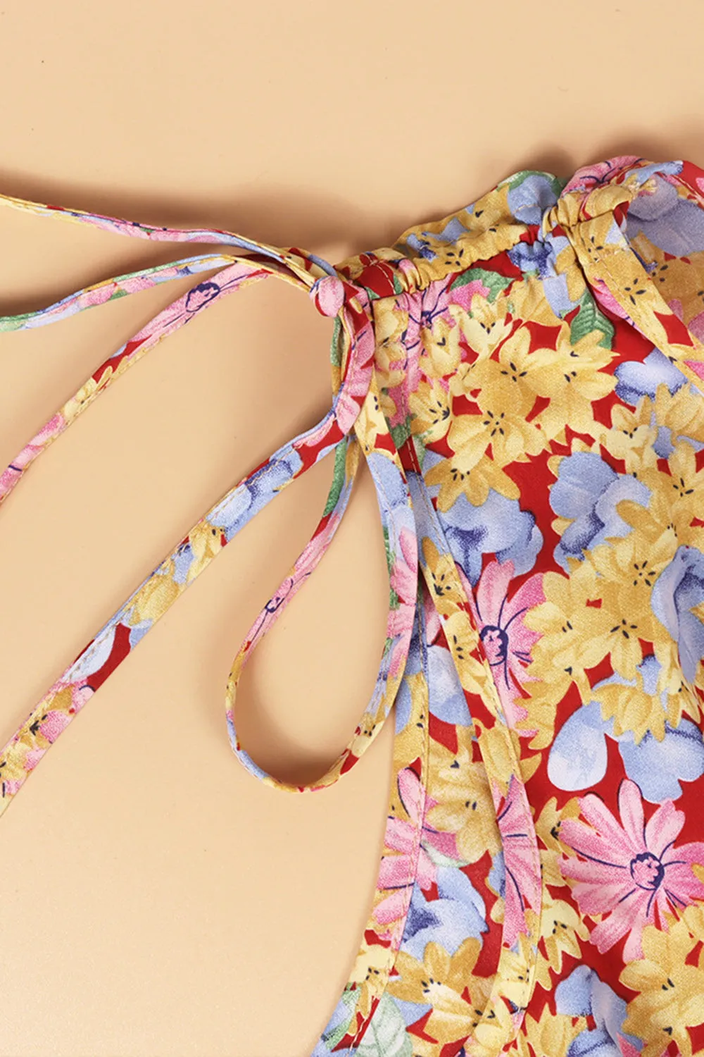 Hazel Blues® |  Smocked Printed Surplice Sleeveless Dress