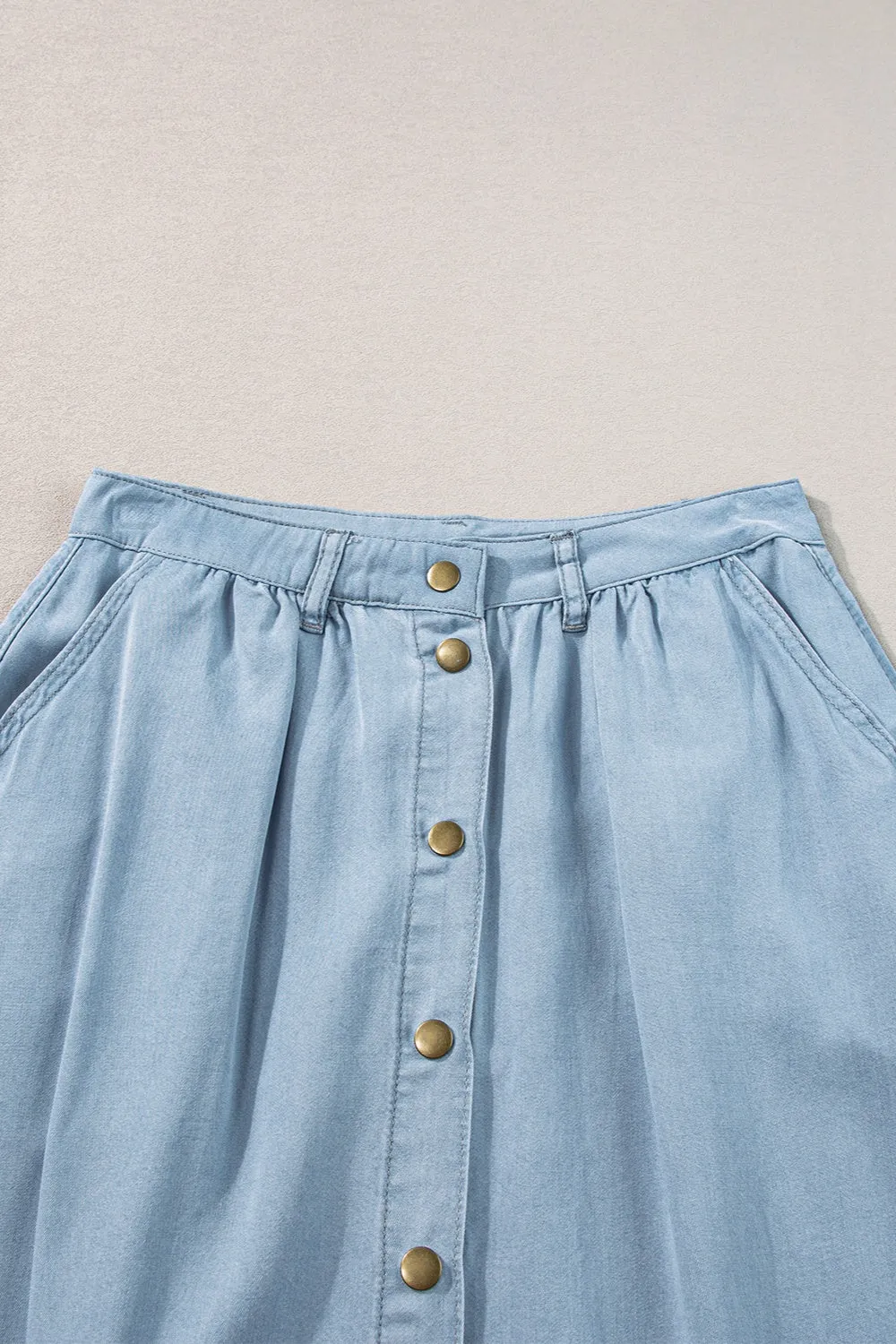 Hazel Blues® |  Snap Down High Waist Denim Skirt