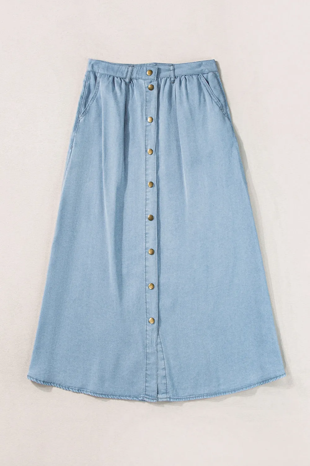 Hazel Blues® |  Snap Down High Waist Denim Skirt