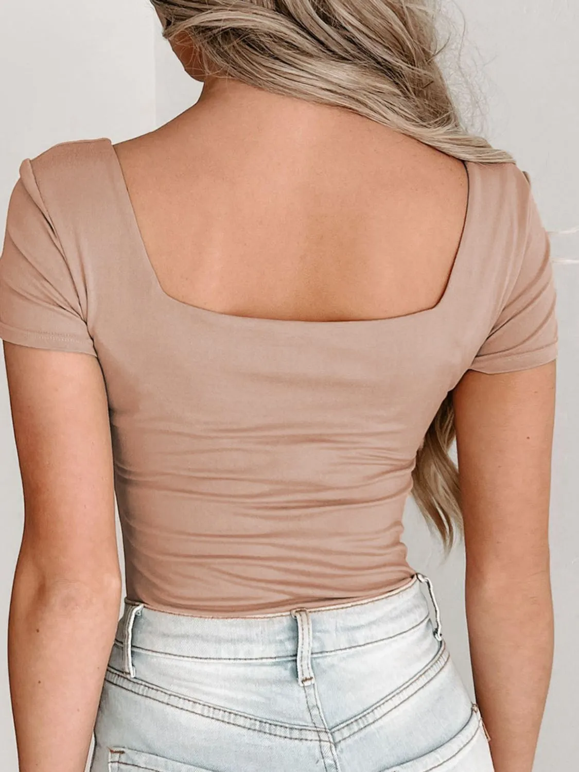 Hazel Blues® |  Square Neck Short Sleeve Bodysuit