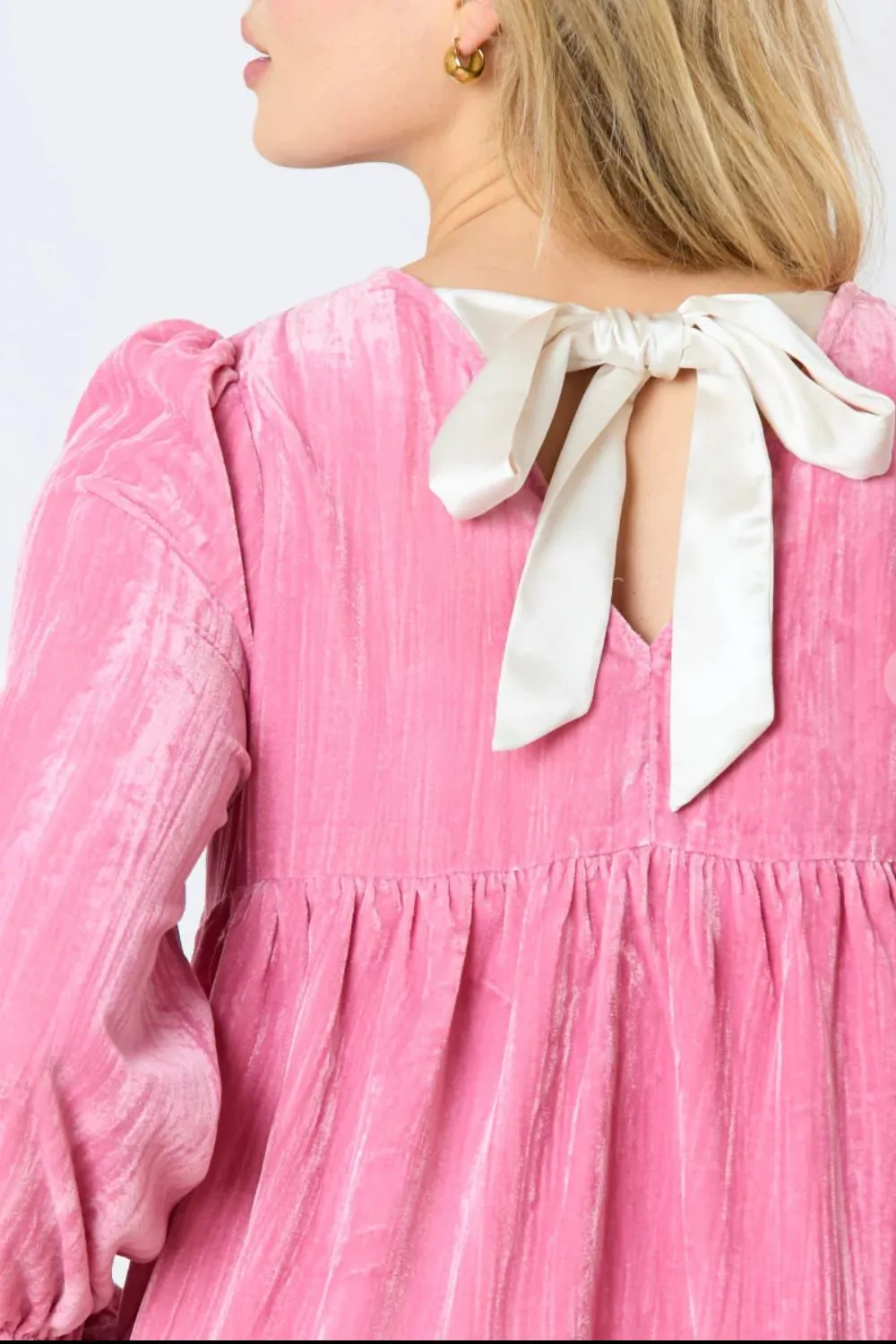 Hazel Blues® |  Tied Round Neck Flounce Sleeve Mini Dress