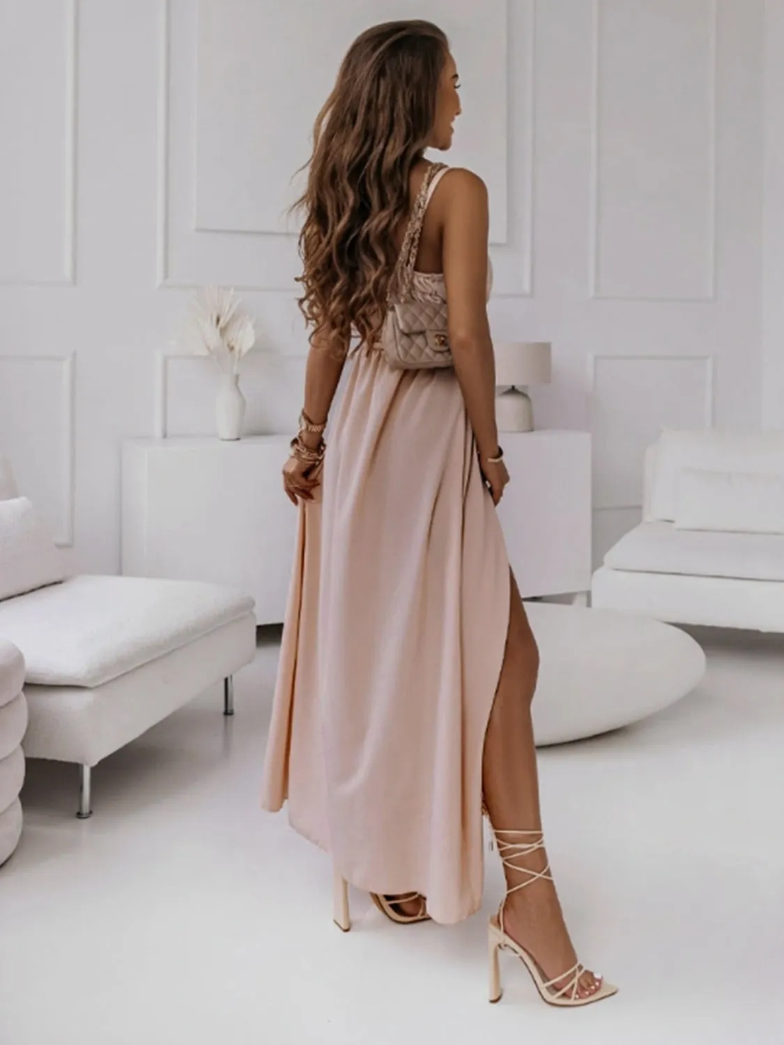 Hazel Blues® |  Tied Surplice Sleeveless Midi Cami Dress