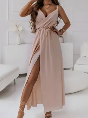Hazel Blues® |  Tied Surplice Sleeveless Midi Cami Dress