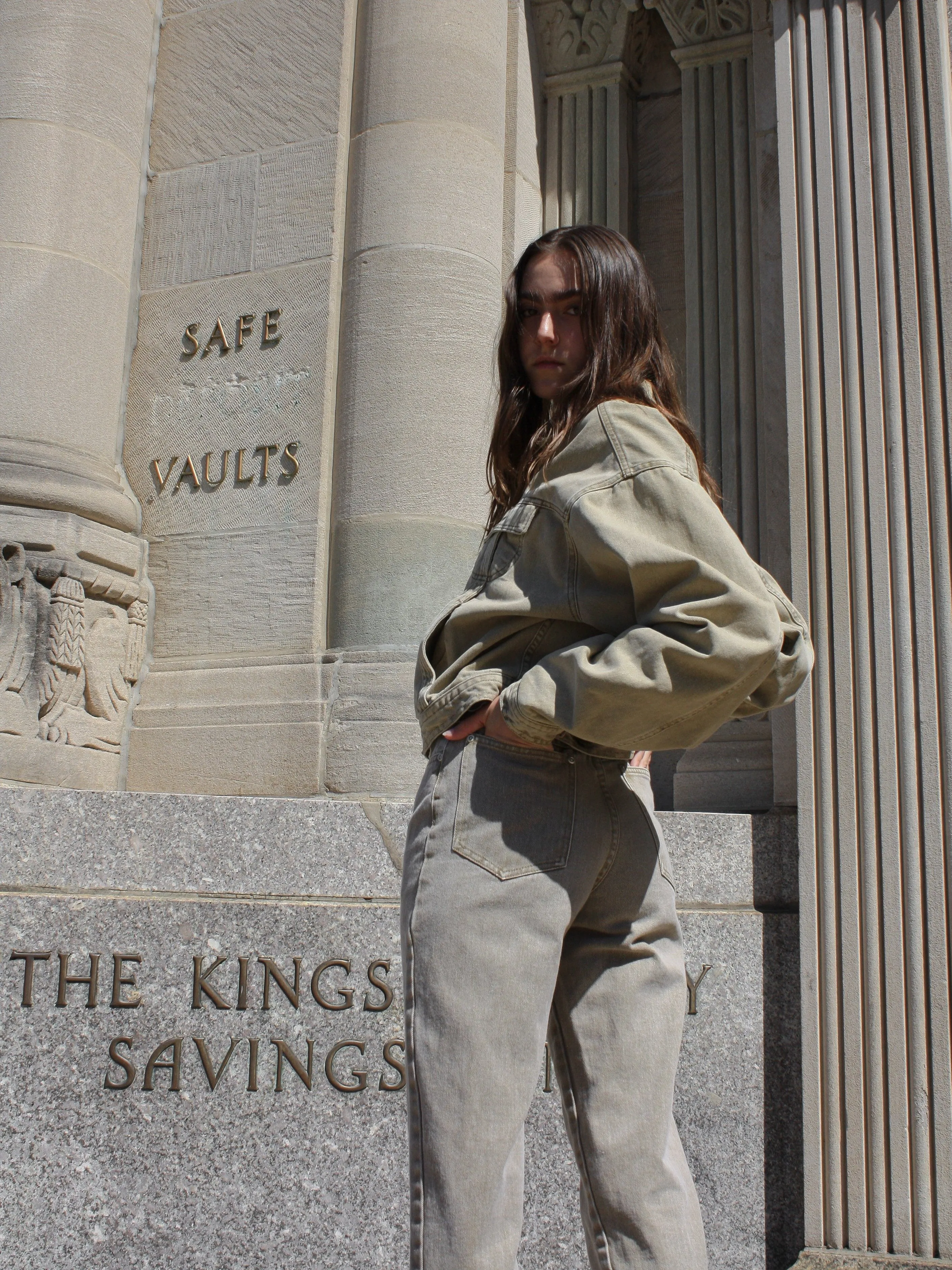 High Waist Khaki Denim