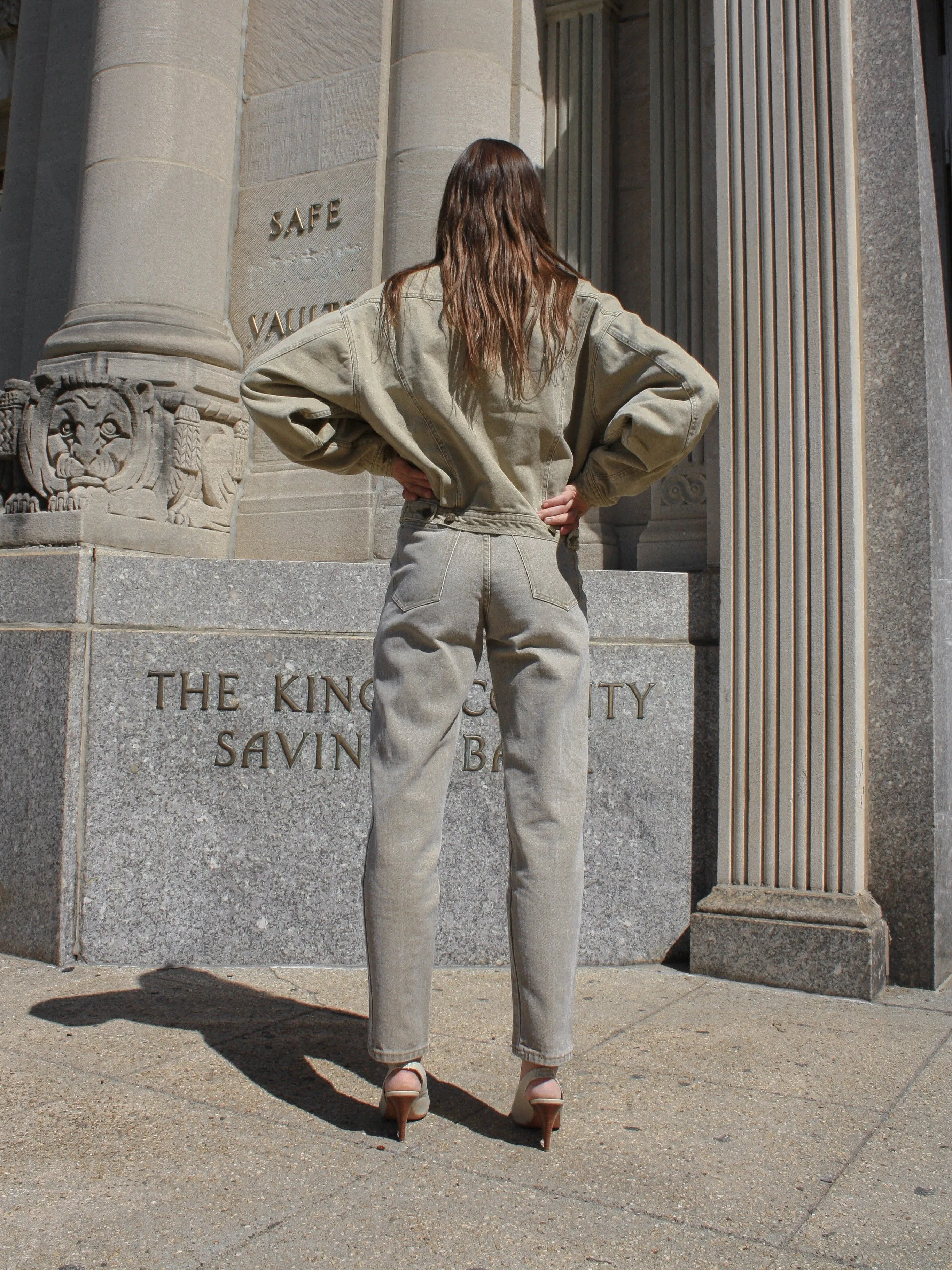 High Waist Khaki Denim