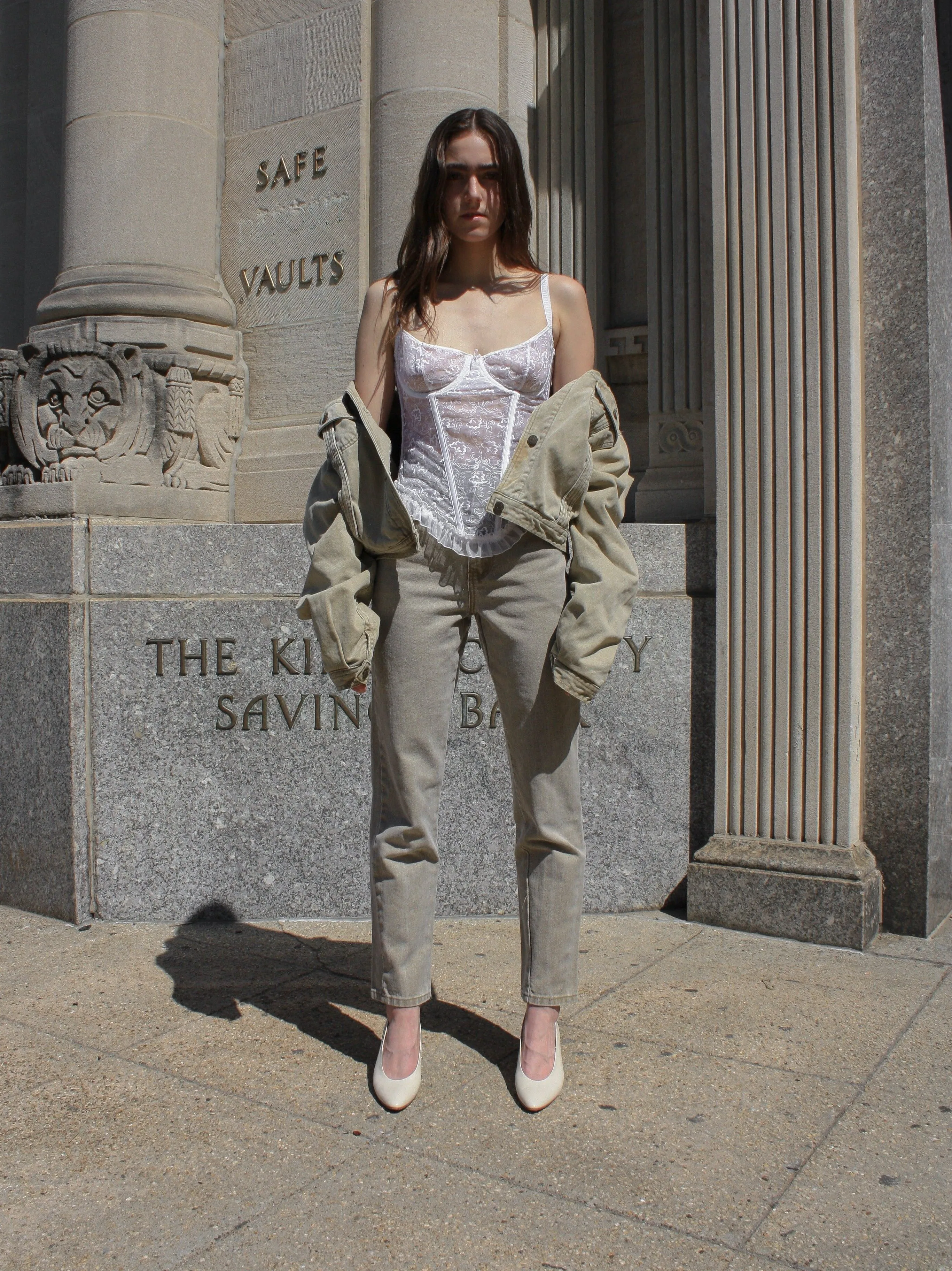 High Waist Khaki Denim