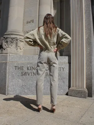 High Waist Khaki Denim