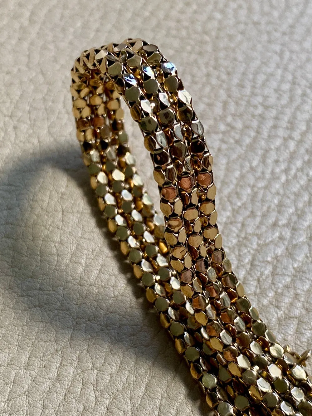 Honeycomb link triple row bracelet - 18k gold - 7 inch length