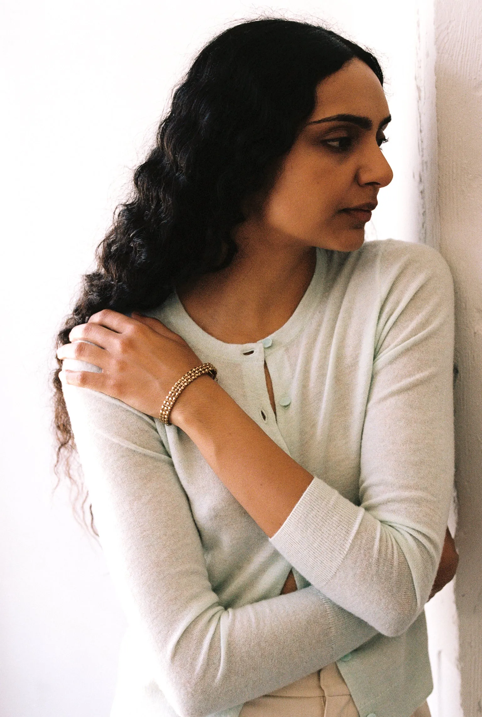 Honeycomb link triple row bracelet - 18k gold - 7 inch length