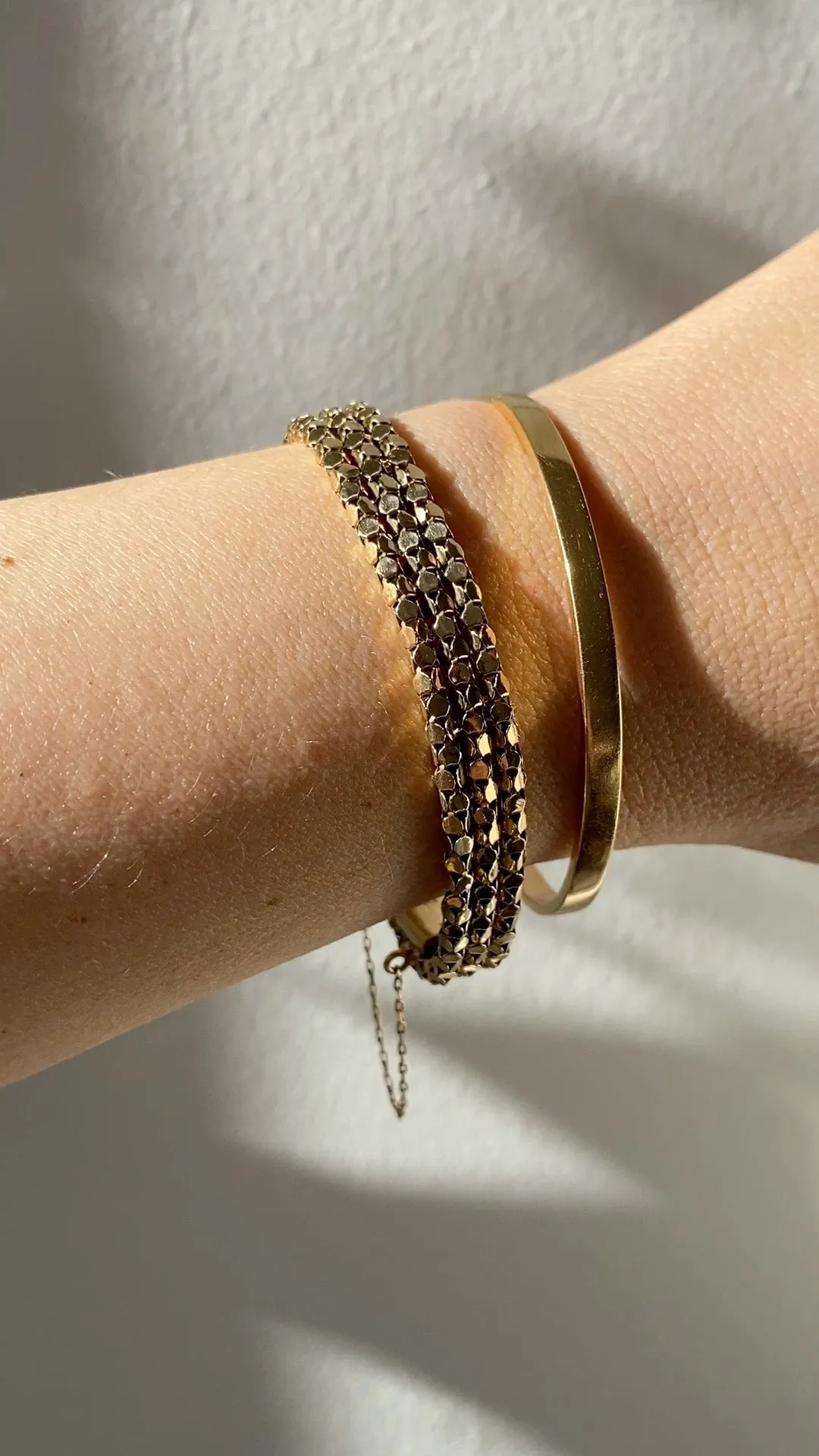 Honeycomb link triple row bracelet - 18k gold - 7 inch length