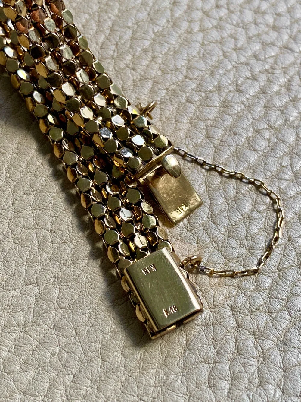 Honeycomb link triple row bracelet - 18k gold - 7 inch length