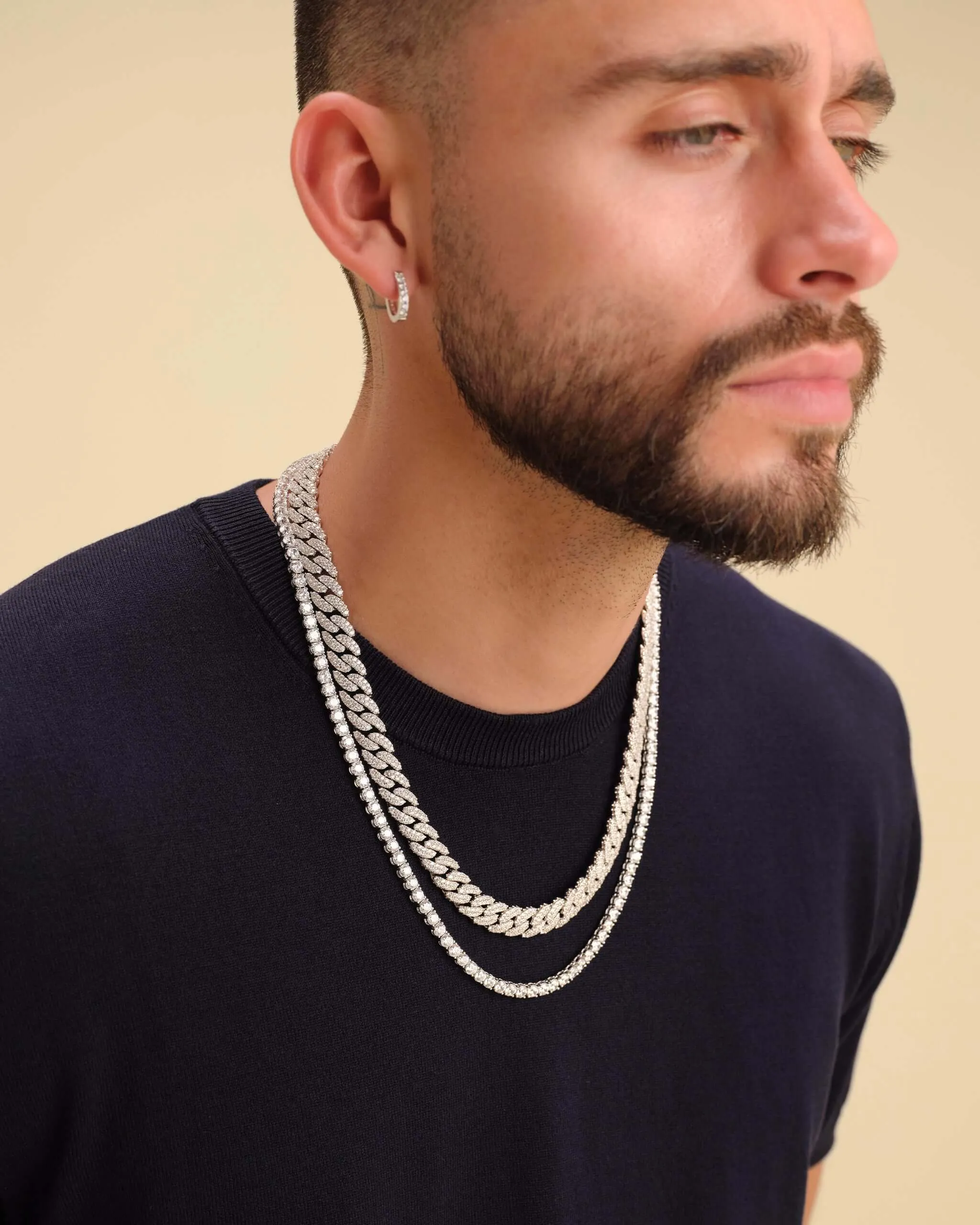 Iced Chain Stack - Silver