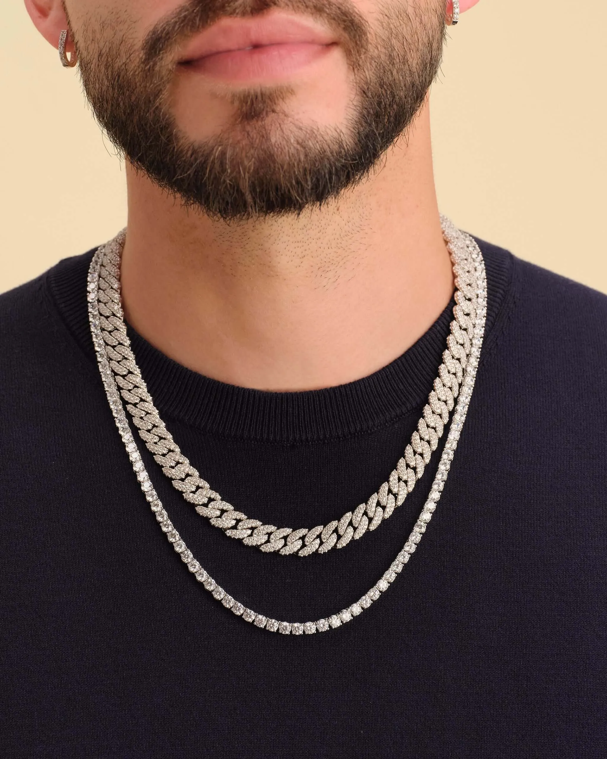 Iced Chain Stack - Silver